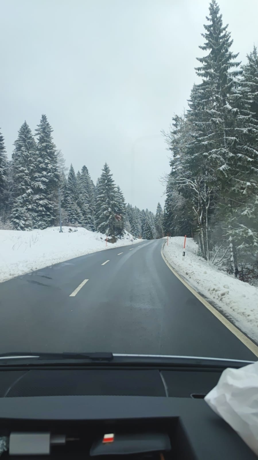 Snowy road on the trip